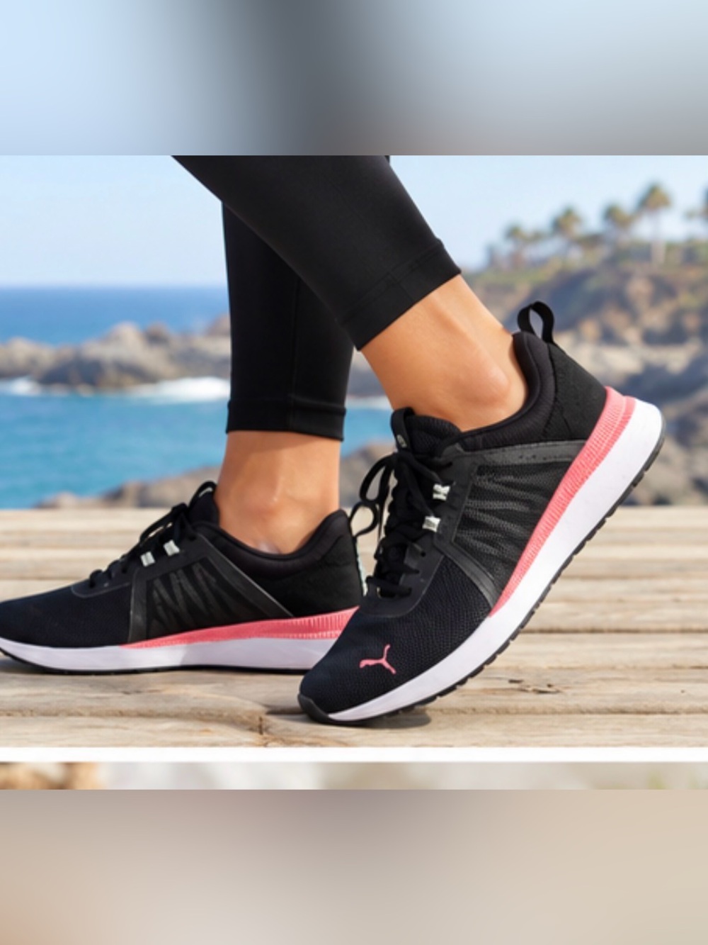 PUMA Women’s Size 10 Black Pink Athletic Running Shoes Lace Up Sneakers
